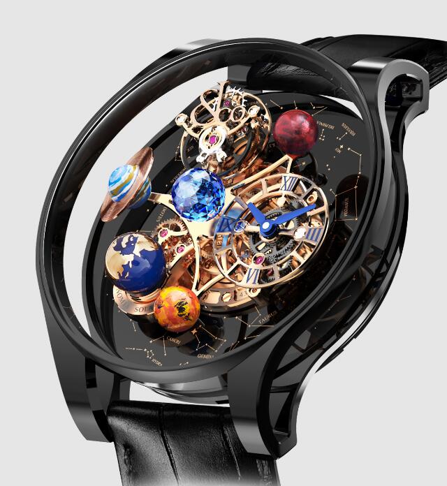 Review Jacob & Co ASTRONOMIA SOLAR BLACK DLC PLANETS AS300.31.TO.AN.A Replica watch - Click Image to Close